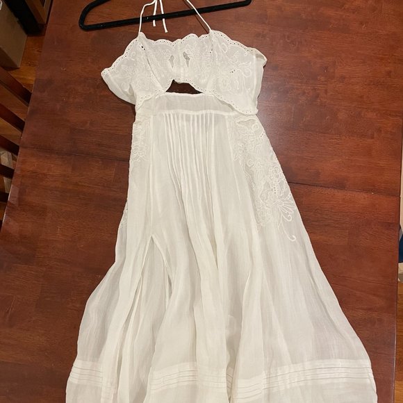 NWT Reiss Nellie Embroidered Front Halterneck Midi Dress - Picture 4 of 7